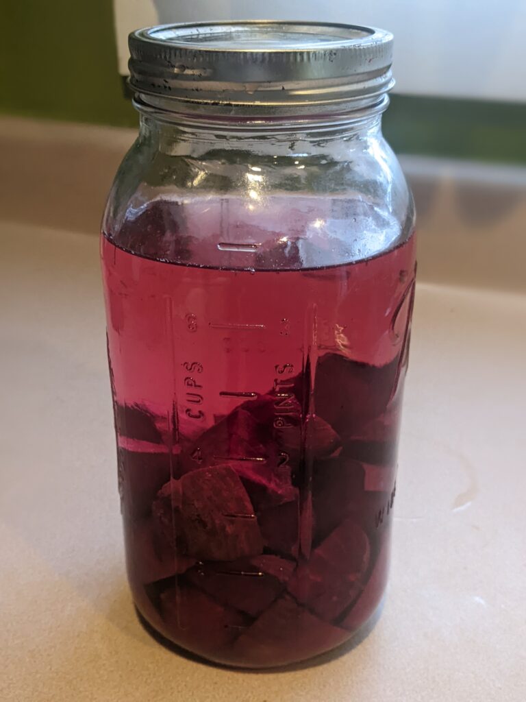 Fermenting Beets in a Glass Jar